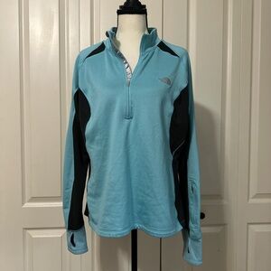 The North Face Light Aqua Blue Quarter-Zip Pullover with Black Panels